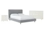 Dean Charcoal Full Upholstered 3 Piece Bedroom Set With Madison White II Dresser & 2 Drawer Nightstand - Signature
