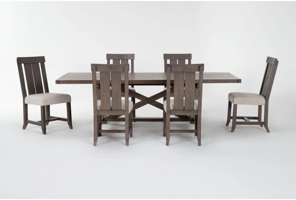 Jaxon Grey 76-96" Extendable Dining With Wood Chair Set For 6