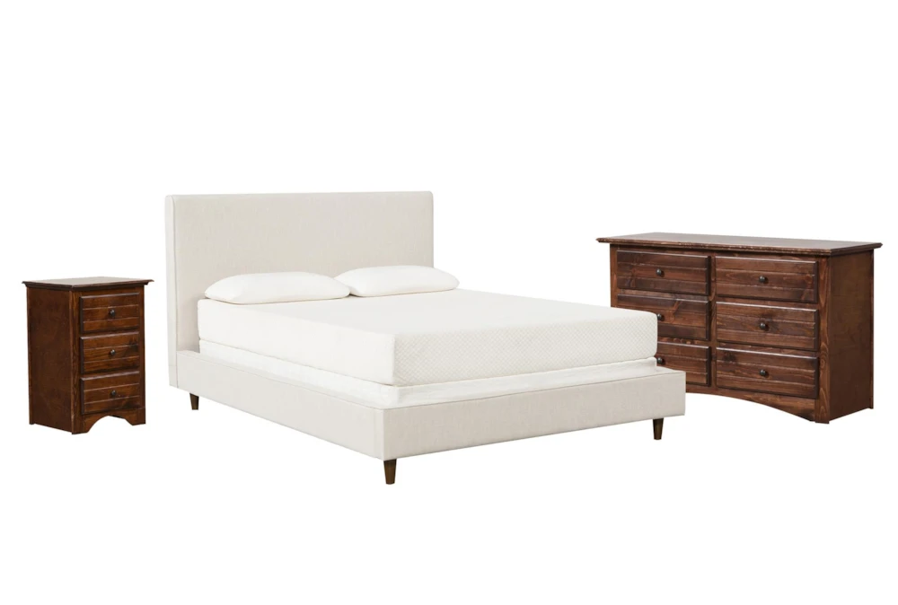 Dean Sand Full Upholstered Panel 3 Piece Bedroom Set With Sedona II Dresser & Nightstand