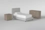 Dean Charcoal Twin Upholstered Panel 3 Piece Bedroom Set With Morgan II Dresser & Nightstand - Signature
