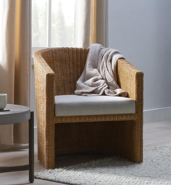 Natural Woven Curved Accent Chair