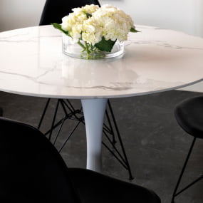Vera Round White Marble Dining Table
