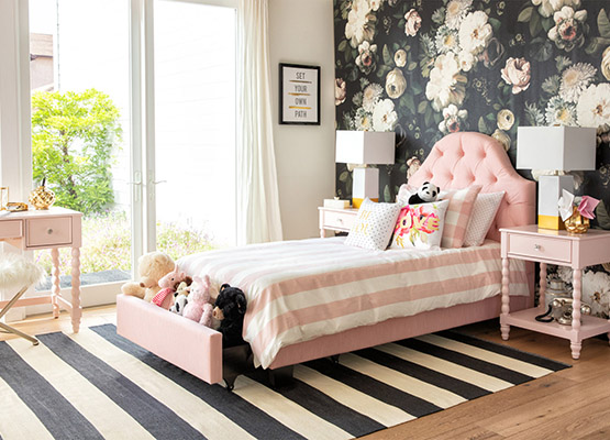 tufted bedroom - bed
