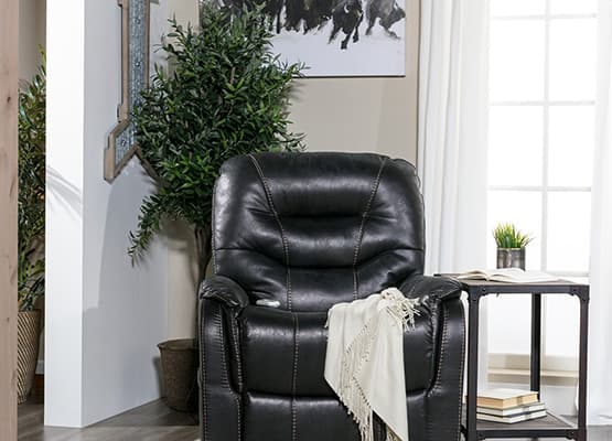 black leather recliner chair