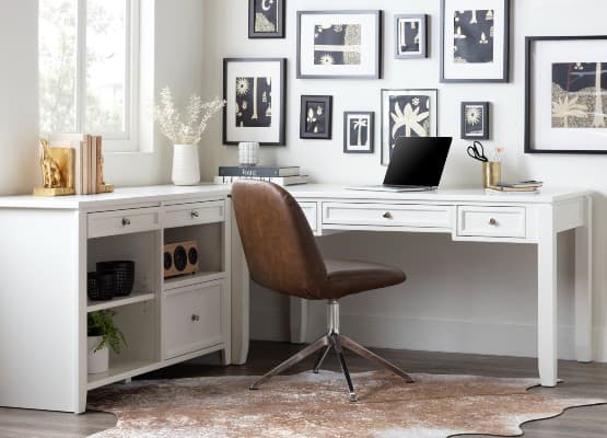 19 Home Office Ideas That Will Make You, White Desk Decor Ideas