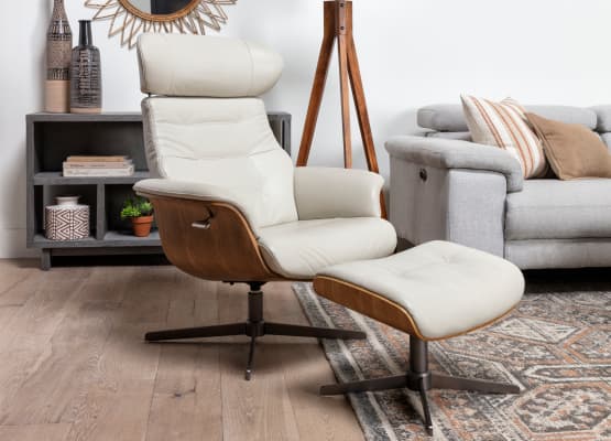 Most Comfortable Recliner, Amala Brown Leather Reclining Swivel Chair