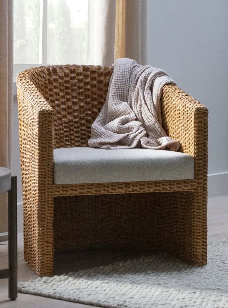 woven curved accent chairs