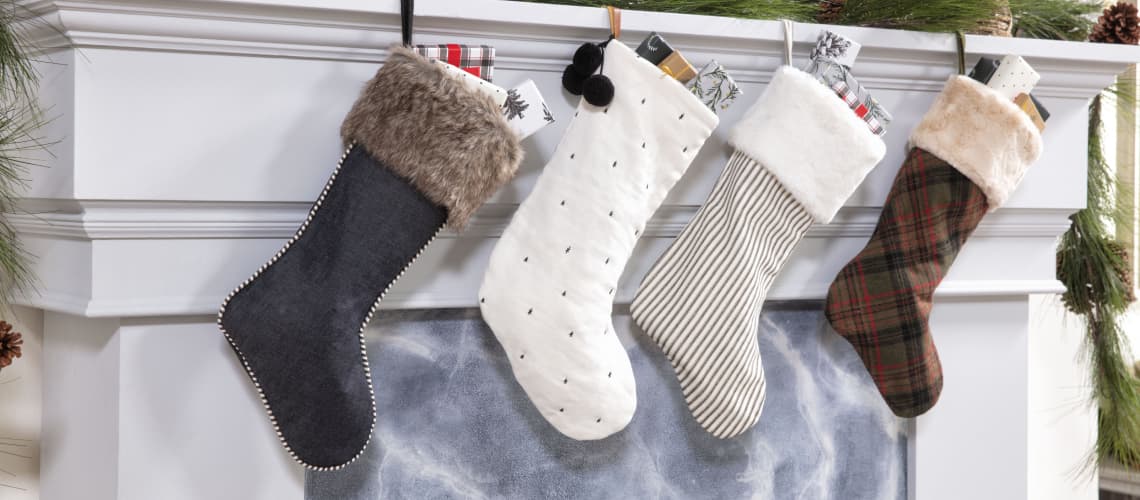 fur-trim presents stuffed stockings