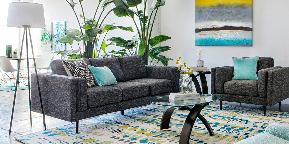 Coastal Living  Room  with Aquarius Dark  Grey  Sofa  Living  
