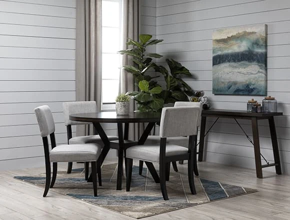 Grey Dining Room with Macie Black Side Chair
