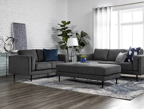 Grey Living Room with Aquarius II Dark Grey Sofa