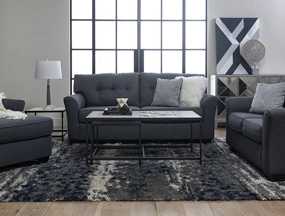 Grey Living Room with Jacoby Gunmetal Loveseat