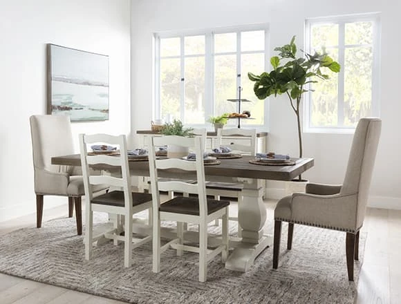 White Dining Room with Brentwood Rectangle Dining Table