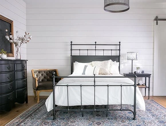 Country/Rustic Bedroom with Magnolia Home Trellis Bed