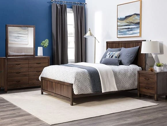 Transitional Bedroom with Willow Creek Queen Panel Bed