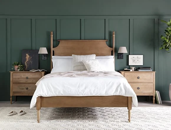 Traditional Bedroom With Magnolia Home Anders Weathered Brown Queen Poster Bed By Joanna Gaines