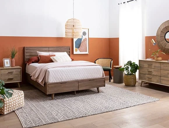 Boho Bedroom with Allen Queen Panel Bed With Storage