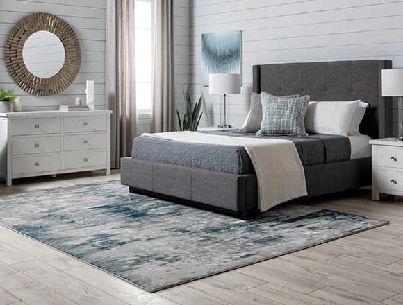 Modern Bedroom with Damon Charcoal Queen Upholstered Platform Bed With Storage