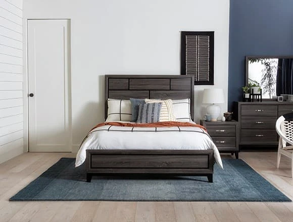 Modern Bedroom with Finley Queen Headboard/Footboard Panel Bed
