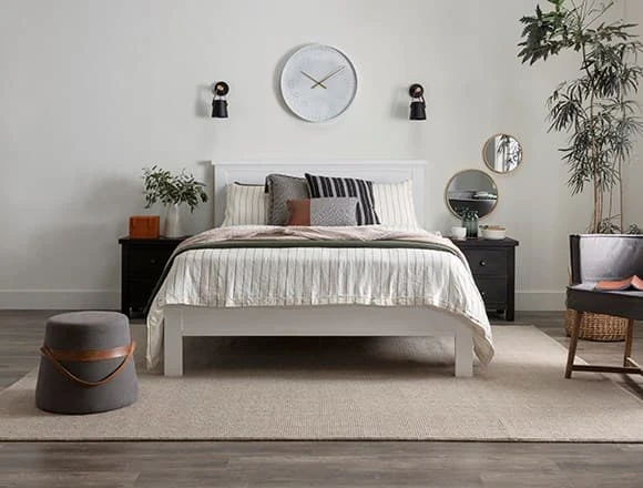 Modern Bedroom with Larkin White Queen Panel Bed