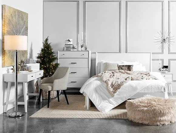 Modern Bedroom with Alton White Queen Platform Bed
