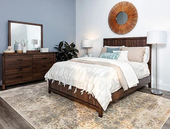 Transitional Bedroom with Willow Creek Queen Panel Bed