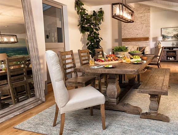 Country-rustic Dining Room with Caden Rectangle Dining Table