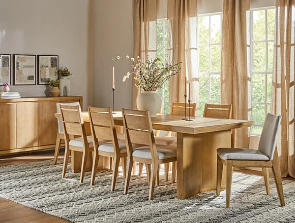 Modern Dining Room with Voyage Trestle Dining Set for 8