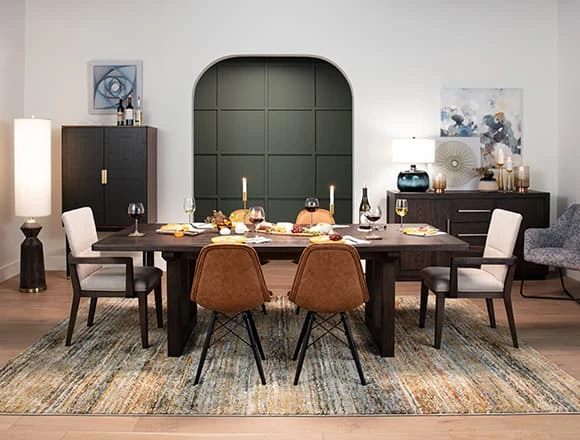Modern Dining Room with Helms Rectangle Dining Table