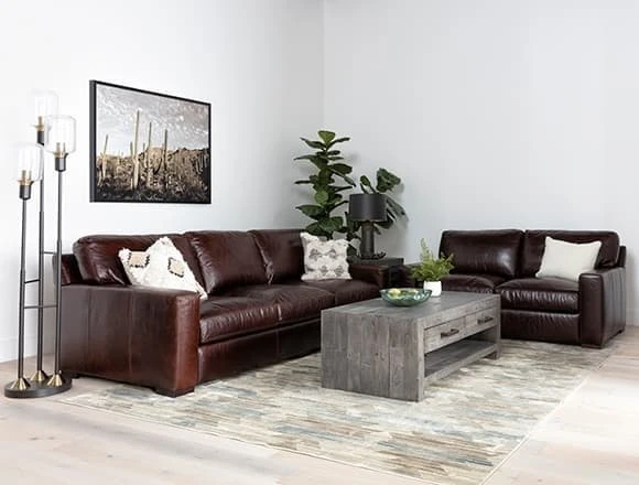 Boho Living Room with Stout Leather Sofa