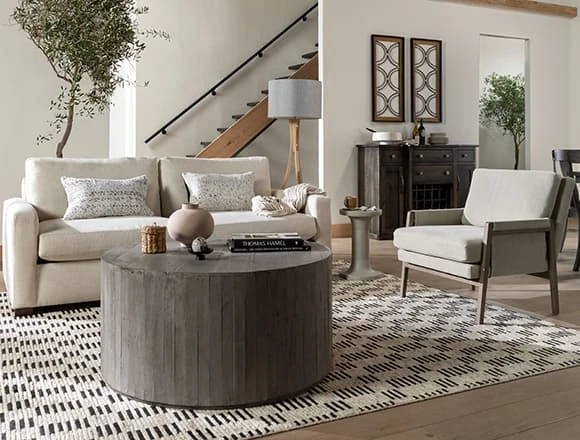 Modern Living Room With Magnolia Home Walden Homespun Cream 89'' Sofa By Joanna Gaines
