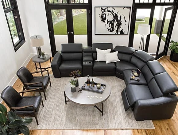 Modern Living Room with Kristen Slate Grey 6 Piece Power Reclining Sectional