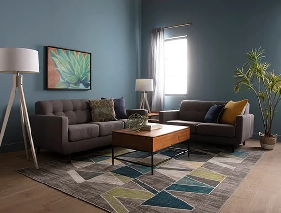 Modern Living Room with Allie Dark Grey Twin Plus Sleeper Sofa