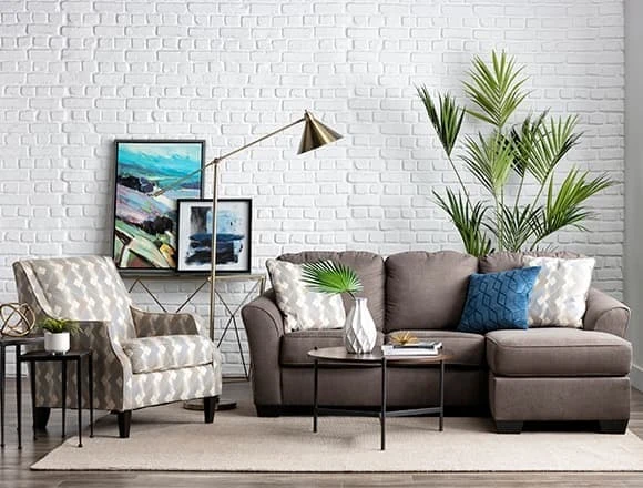 Modern Living Room with Tucker Sofa With Reversible Chaise