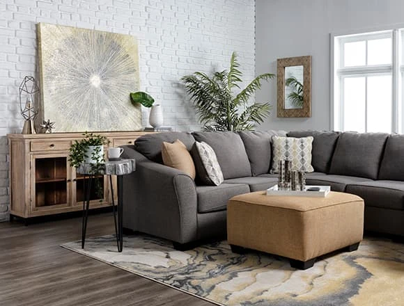 Modern Living Room with Fenton 3 Piece Sectional With Raf Cuddler