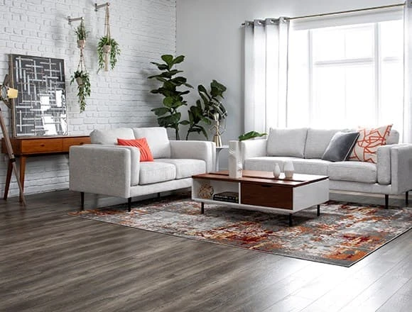 Modern Living Room with Aquarius II Light Grey Sofa