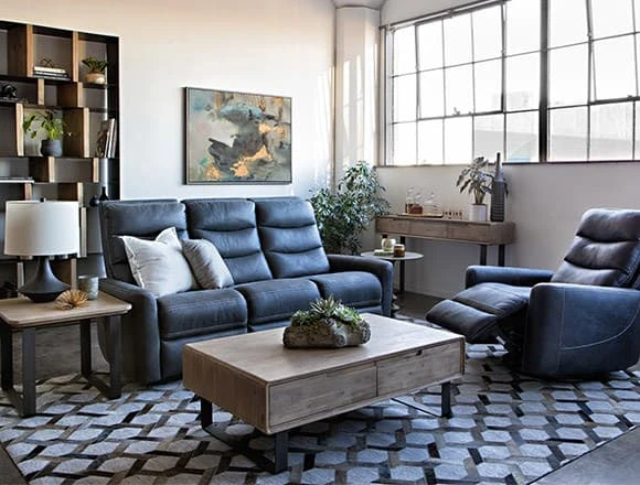 Transitional Living Room with Malia Power Reclining Sofa