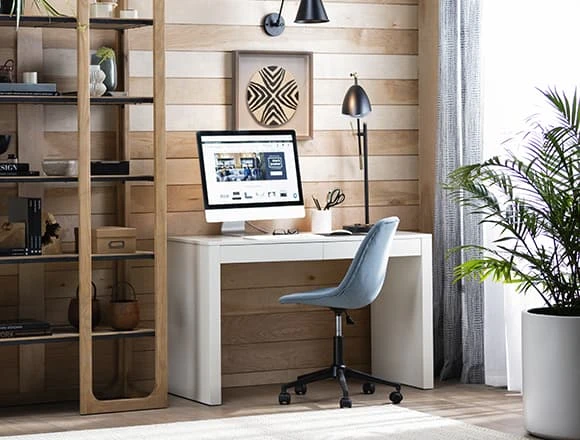 Boho Office Design With 2 Piece Office Set With Vember White Desk + Archie Office Chair