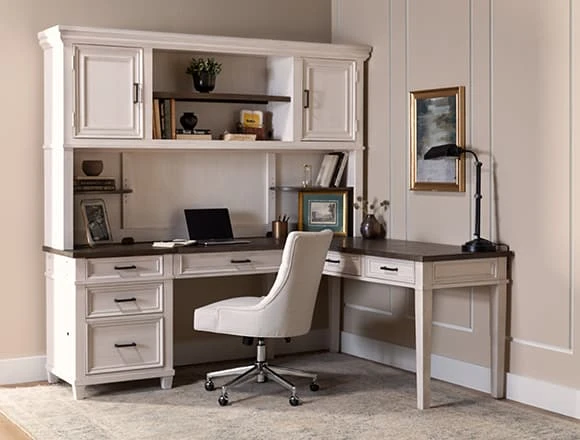 White Office Design With Aberdeen 4 Piece Modular L-Shaped Desk With Hutch