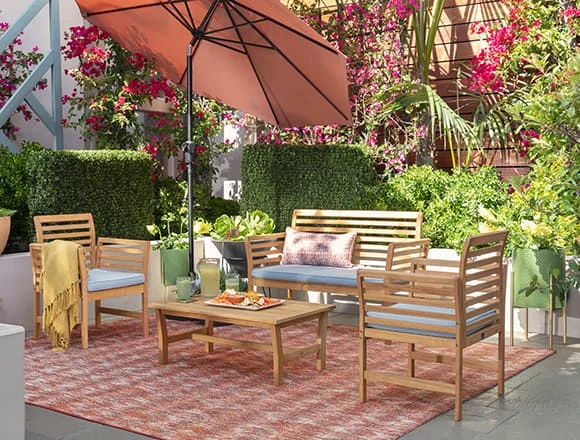 Modern Patio & Backyard With Terra Outdoor 4 Piece Lounge Set
