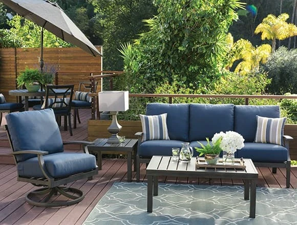 Traditional Patio & Backyard with Martinique Set