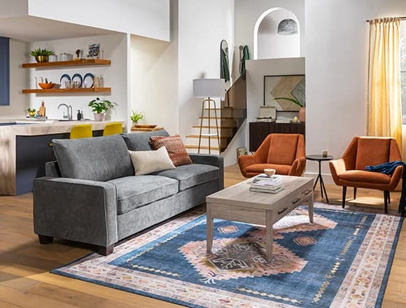 Boho Living Room With Reid Grey 80" Sofa