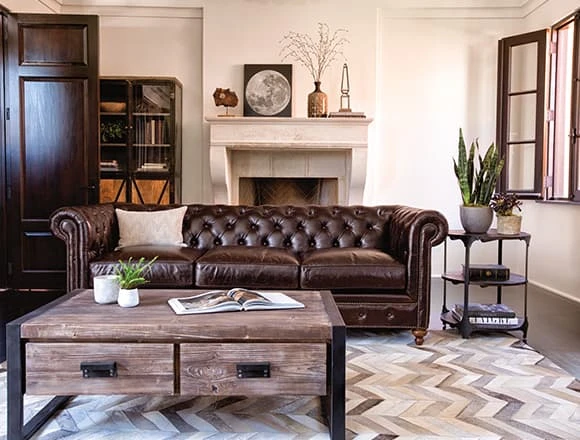 Industrial Living Room with Mansfield Sofa