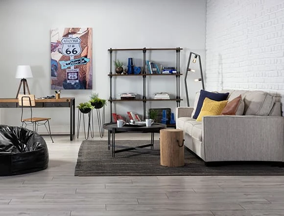 Industrial Living Room with Escondido Sofa