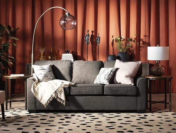 Modern Living Room With Shea Graphite 85'' Sofa