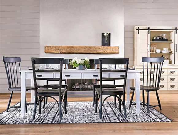 Country/Rustic Dining Room with Magnolia Home Top Keeping table