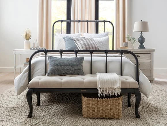 Country-rustic Bedroom with Knox Eastern King Metal Panel Bed