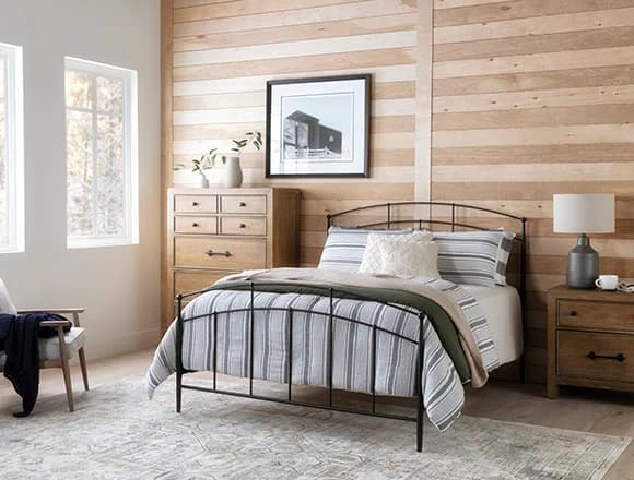 Country-rustic Bedroom with Claire Queen Metal Panel Bed