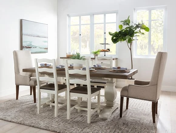 Country-rustic Dining Room with Brentwood Rectangle Dining Table