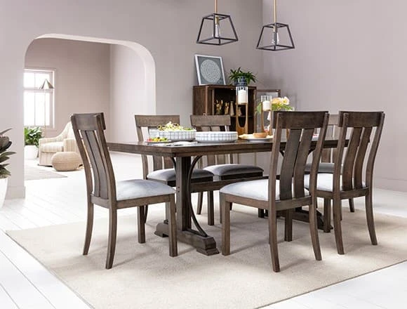 Traditional Dining Room with Delfina 7 Piece Dining Set